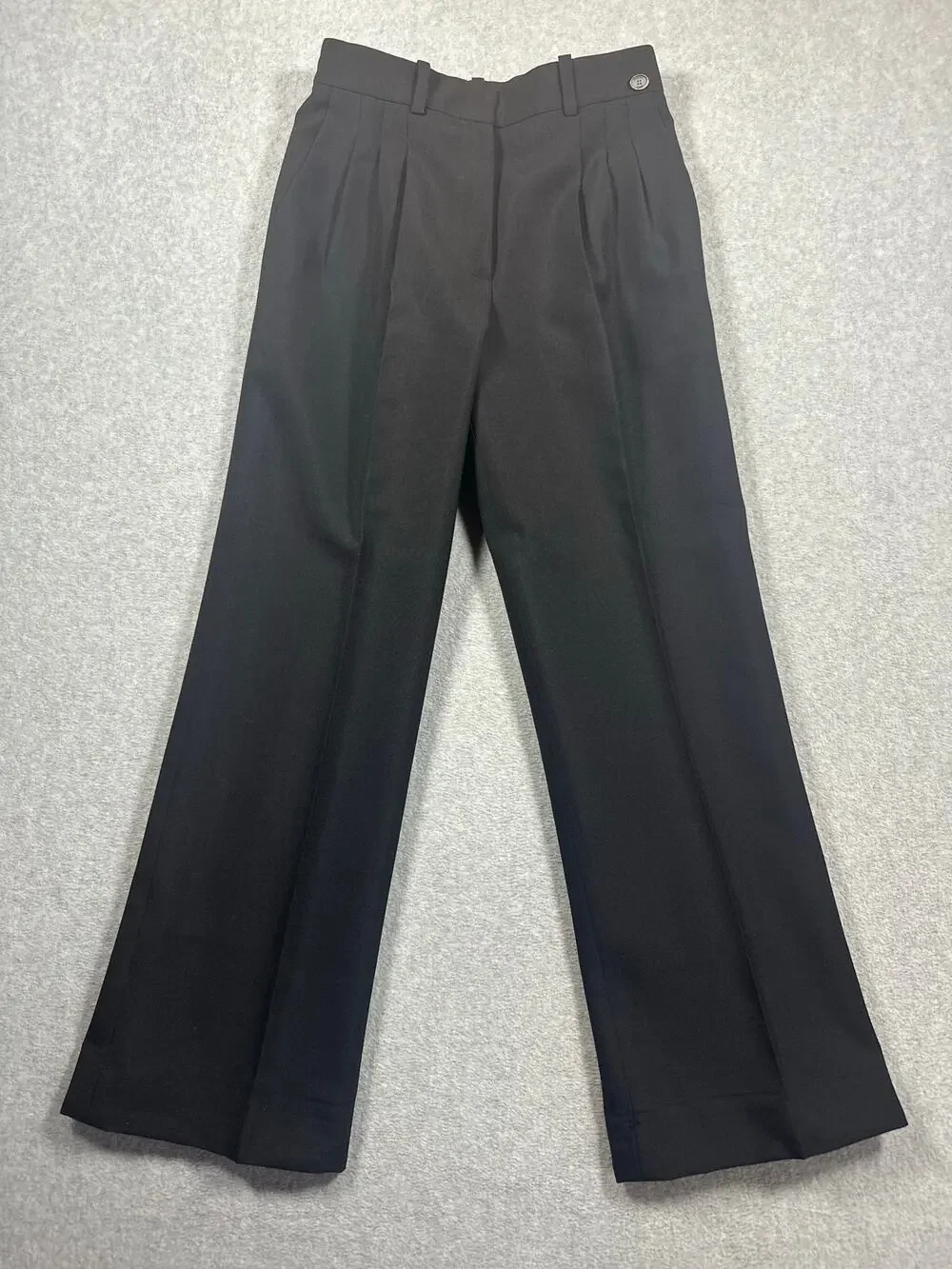 Chanel Dress Pants Women's Size 34 (US 2) Black Pleated High Rise Wide Leg